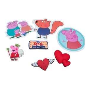 Croc Charms Peppa Pig, Doc McStuffins, Hearts with Stickers
